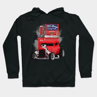 1932 Red 5 Chevy Window Coupe HotRod Garage Built Print Hoodie